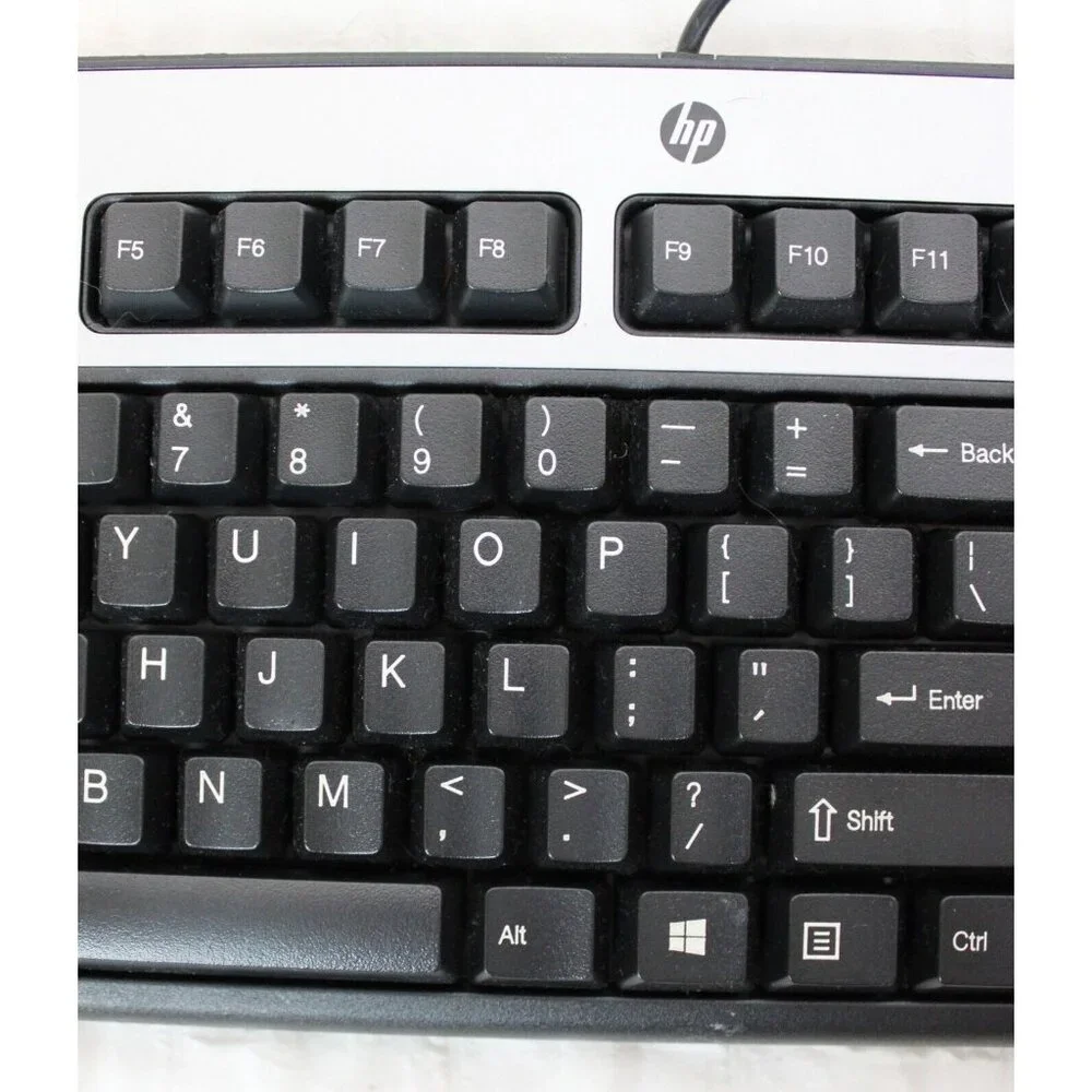HP Full USB Wired Standard Keyboard & Optical Mouse Black SIlver Number Pad